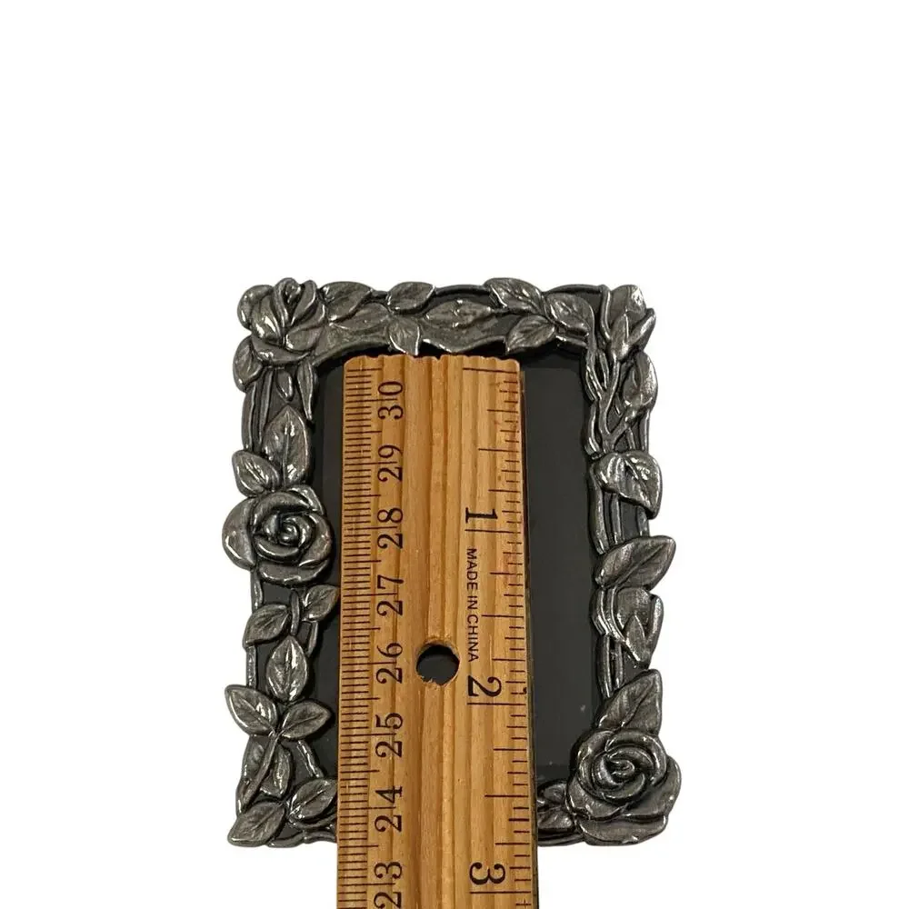 Vintage Pewter Rose Photo Frame 2x3 Whimsigoth Goth Coquette 90s Y2K Mini Floral